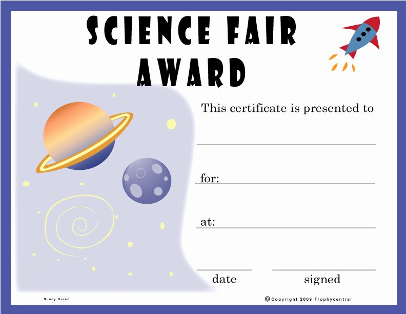 Free Hole In One Certificate Template Lovely Free Science Fair Certificates Certificate Free Science Fair