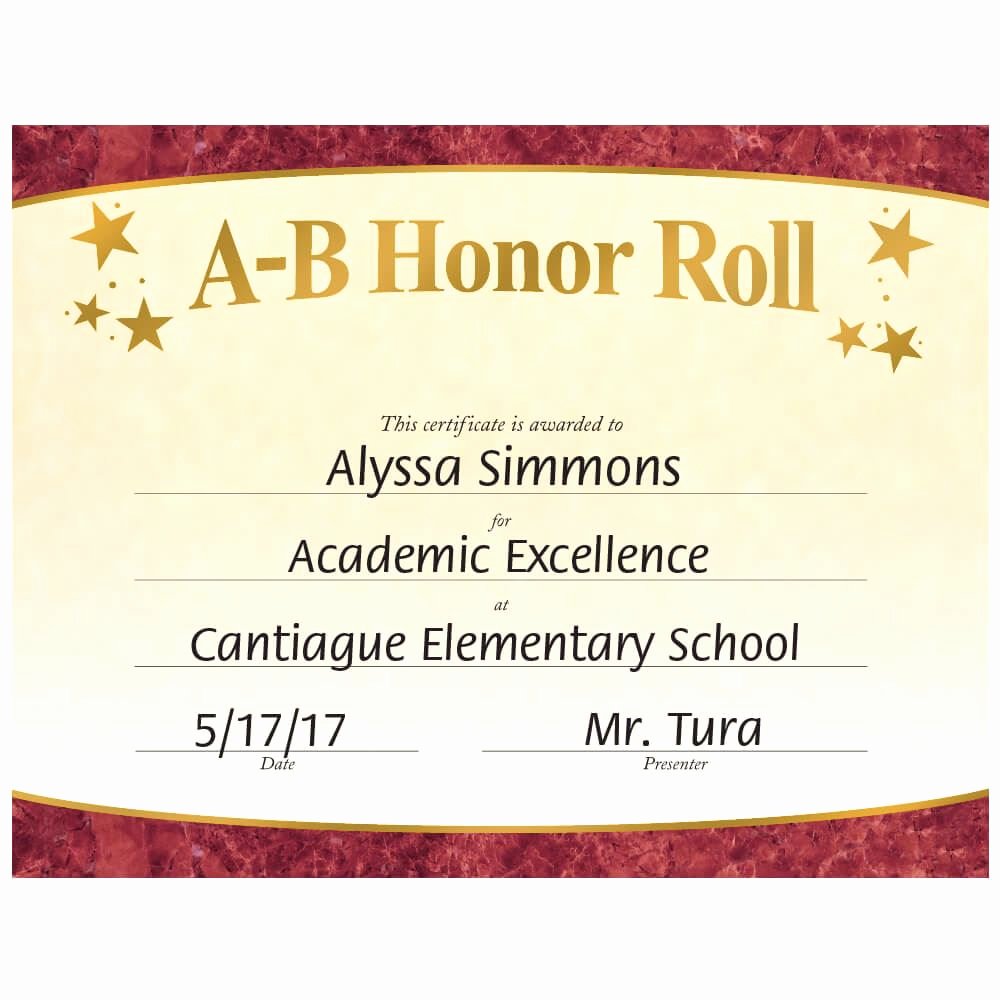 Free Honor Roll Certificate Template Luxury A B Honor Roll Gold Foil Stamped Certificates