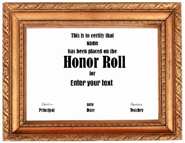 Free Honor Roll Certificate Template Unique Free Honor Roll Certificates Customize Line