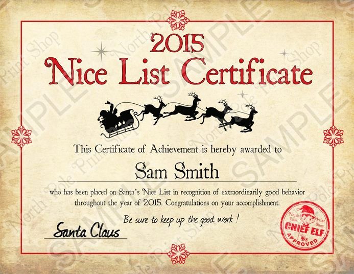 Free Nice List Certificate Template Unique Nice List Certificate Free Printable Google Search