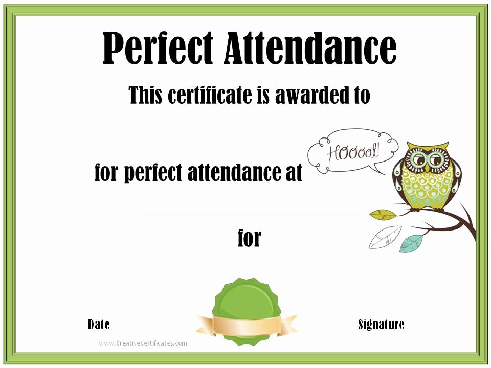 Free Perfect attendance Certificate Awesome Free Printable Perfect attendance Certificate Template