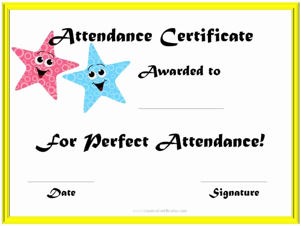 Free Perfect attendance Certificate Awesome Perfect attendance Award Certificates