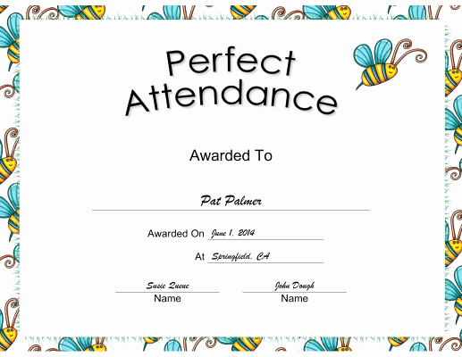 Free Perfect attendance Certificate Inspirational Perfect attendance Certificate Printable Certificate