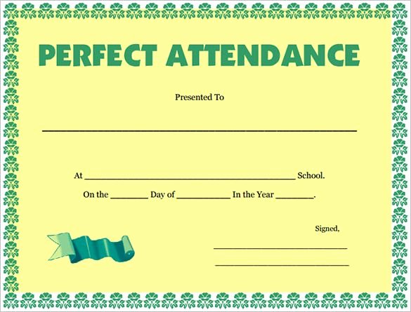 Free Perfect attendance Certificate Lovely attendance Certificate Templates