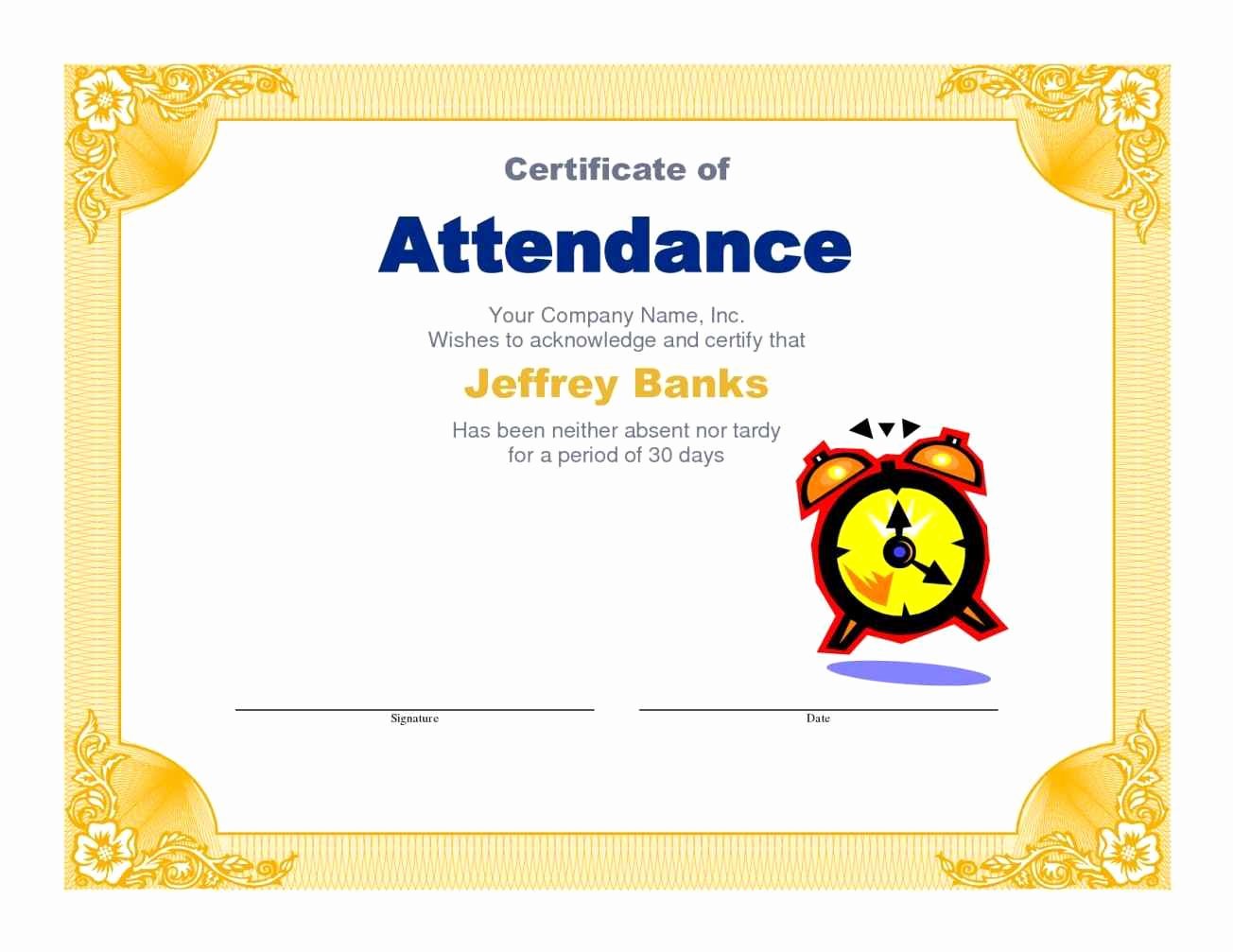 Perfect Attendance Template