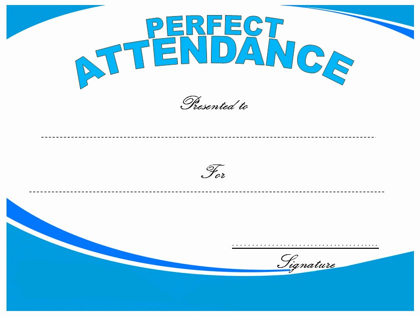 Free Perfect attendance Certificates Lovely 8 Perfect attendance Certificate Template Editable Ideas