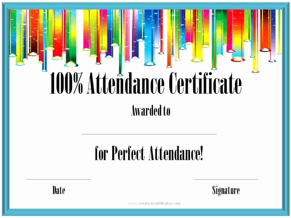 Free Perfect attendance Certificates Luxury Perfect attendance Award Certificates