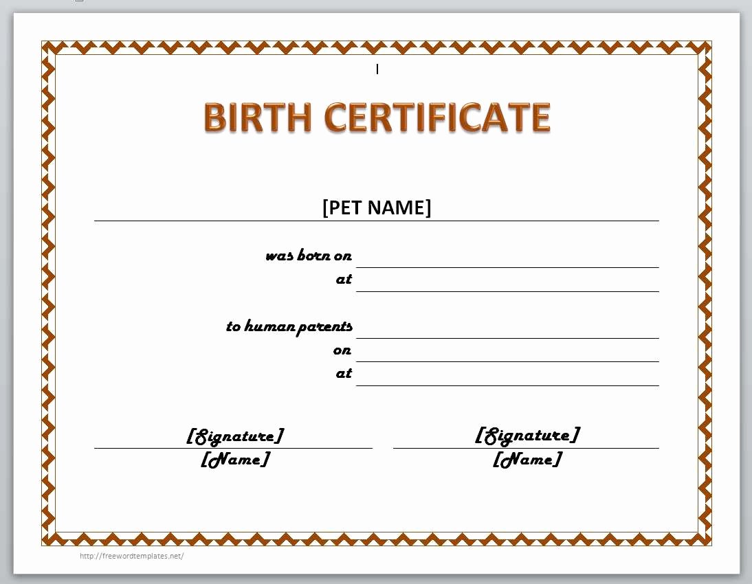 Free Pet Birth Certificate Template Elegant 13 Free Certificate Templates for Word Ficetemplate