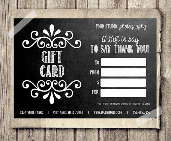 Free Photography Gift Certificate Template Awesome Gift Card Certificate Template for Graphers Chalkboard