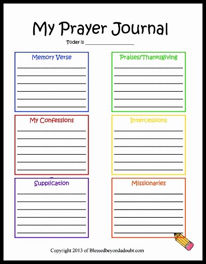 Free Prayer Request form Template Fresh Free Children’s Prayer Journal Printable 24 7 Moms