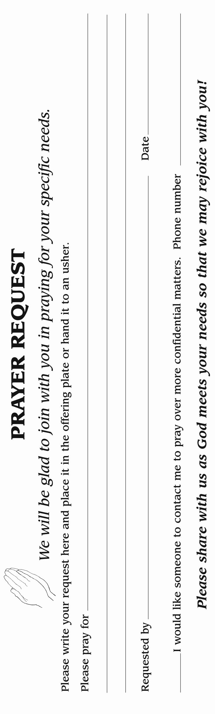 Free Prayer Request form Template Unique Free Printable Prayer Request
