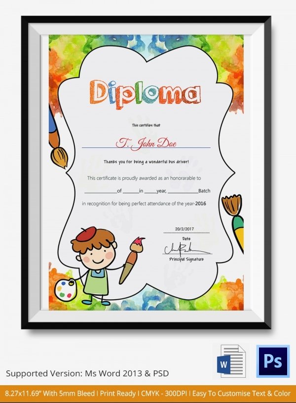 Free Preschool Certificate Templates Best Of Preschool Certificate Template 18 Free Word Pdf Psd