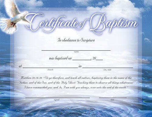 Free Printable Baptism Certificate Fresh Certificate Of Baptism Certificates Church Supplies