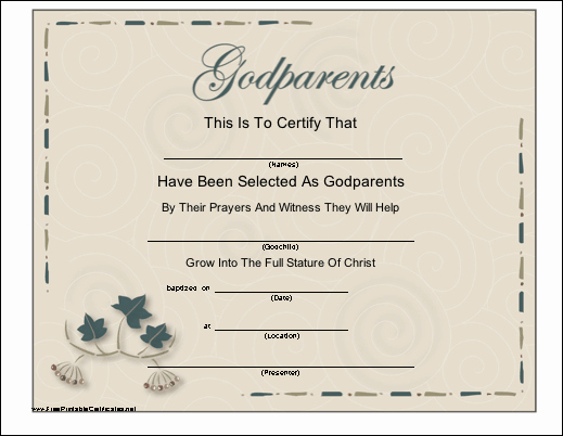 Free Printable Baptism Certificates Lovely A Certificate with A Script Title and Leaf Design to Be