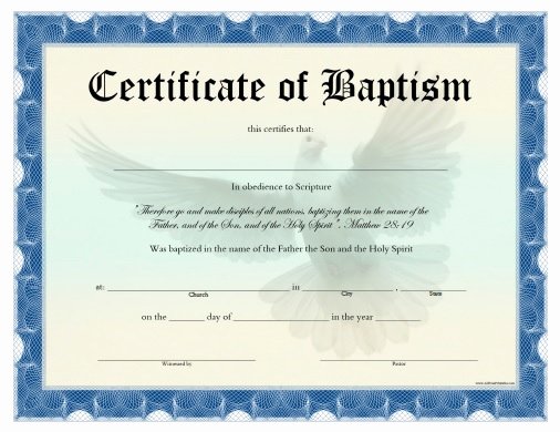 Free Printable Baptism Certificates Templates Fresh Certificate Of Baptism Free Printable Allfreeprintable