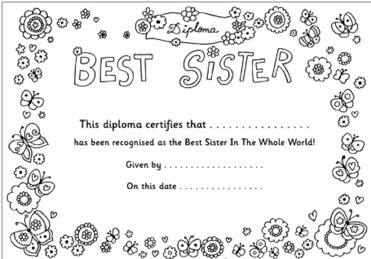 Free Printable Big Sister Certificate Lovely Love My Sister Coloring Pages Love Pinterest