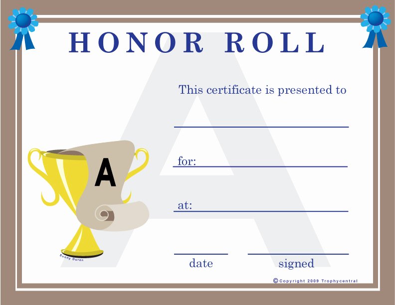 Free Printable Honor Roll Certificates Luxury Free Honor Roll Certificates Certificate Free Honor Roll