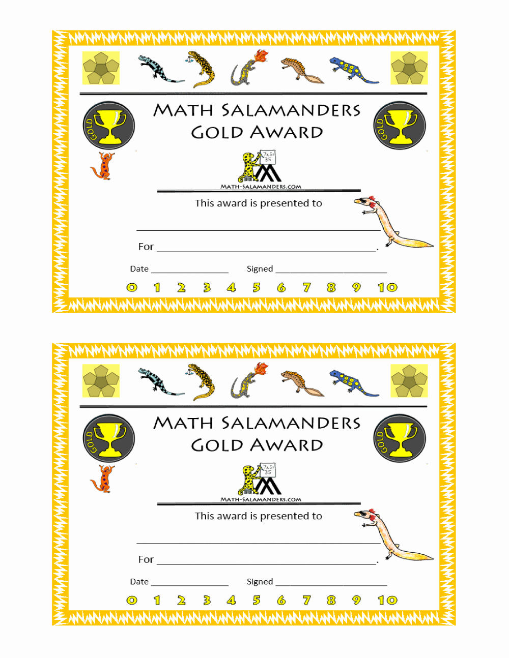 Free Printable Math Certificates Unique Printable Math Certificates From the Math Salamanders