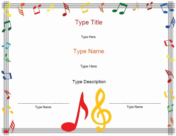 Free Printable Music Certificates Elegant Printable Musical Certificates Type In Names