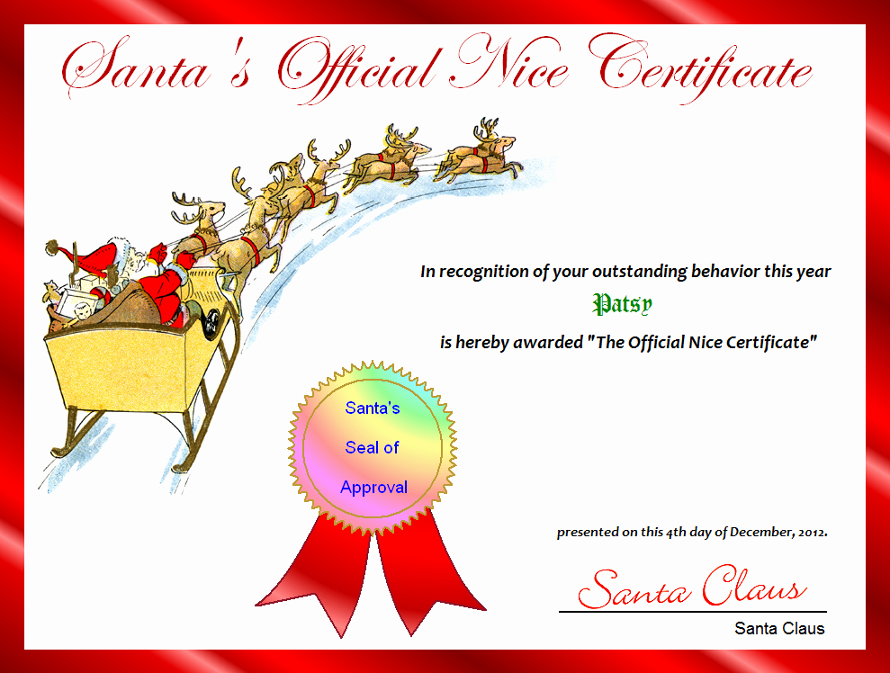 Free Printable Nice List Certificate New Free Printable Santa S Ficial Nice Certificate for