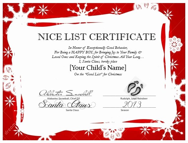 Free Printable Nice List Certificate Unique Messages From Santa