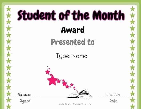 Free Printable Student Of the Month Certificate Templates Fresh Free Student Of the Month Certificate