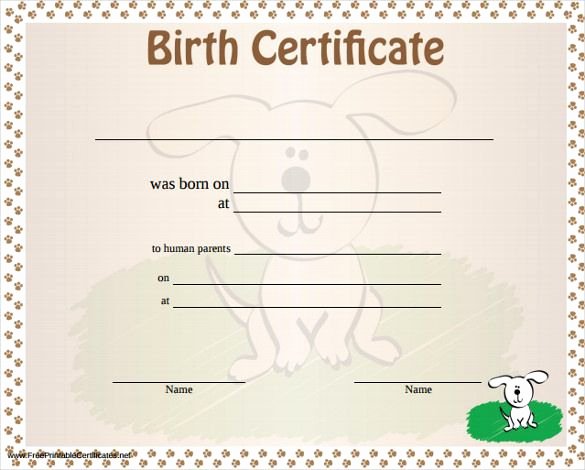Free Puppy Birth Certificate Template New Birth Certificate Template – 31 Free Word Pdf Psd