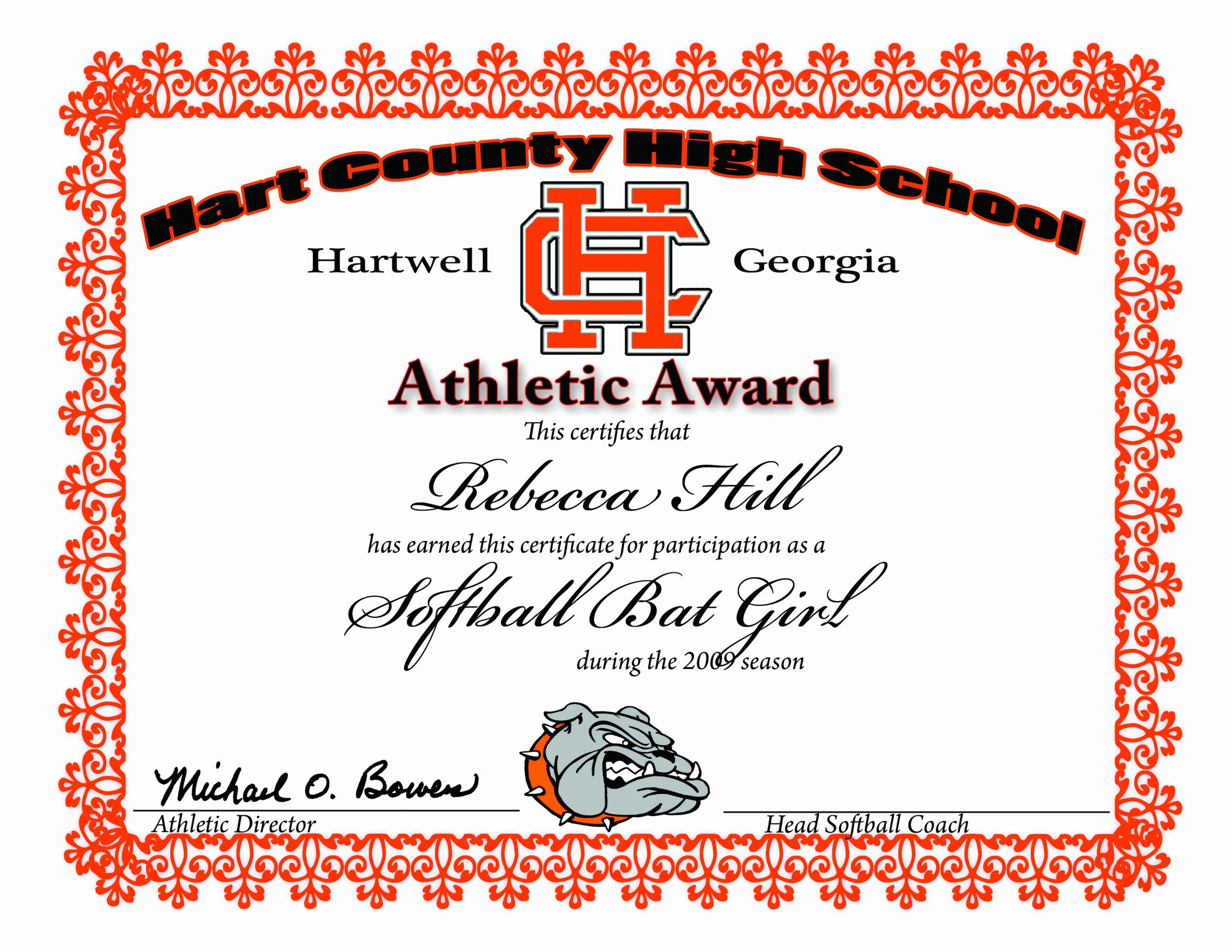 Free softball Certificate Templates Unique athletic Award