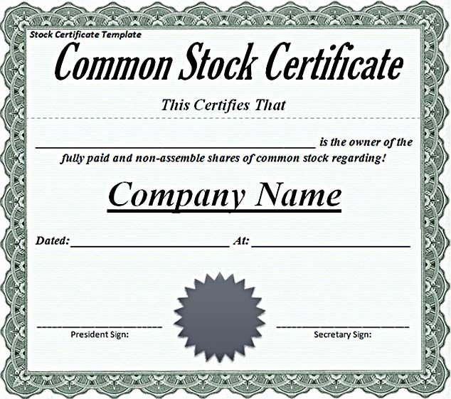 Free Stock Certificate Template Microsoft Word Best Of Sample Mon Stock Certificate Certificate Template