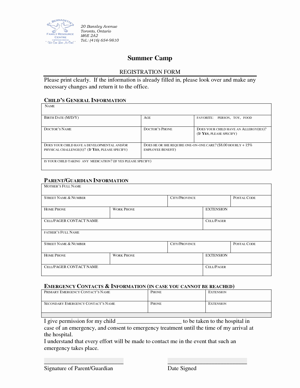 Free Summer Camp Registration form Template Elegant 28 Of Youth Membership form Template Word
