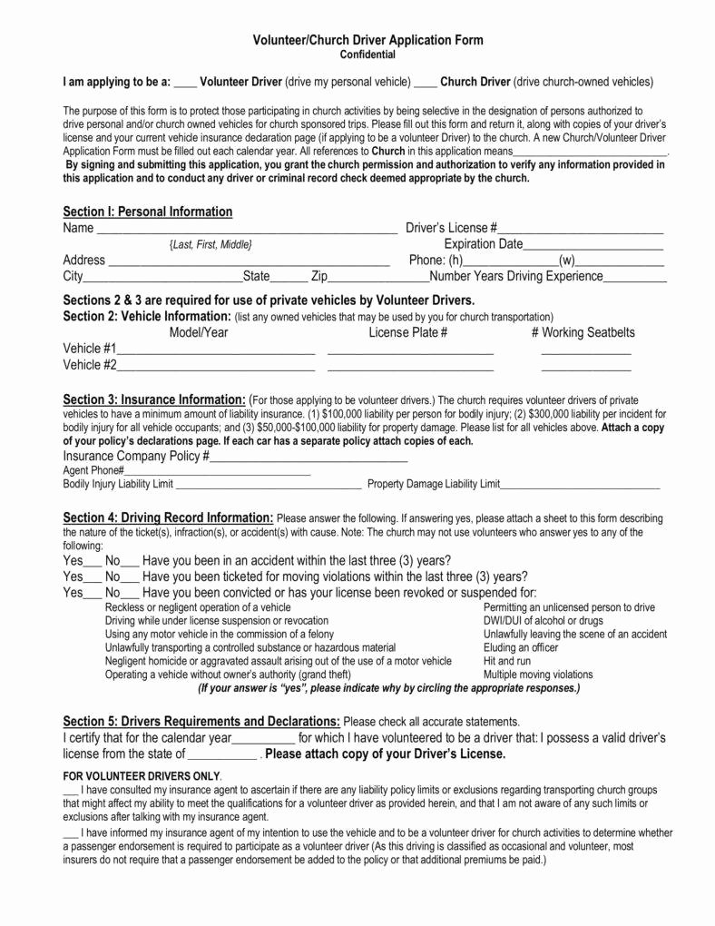 Free Truck Driver Application Template Fresh 7 Driver Application form Templates Pdf