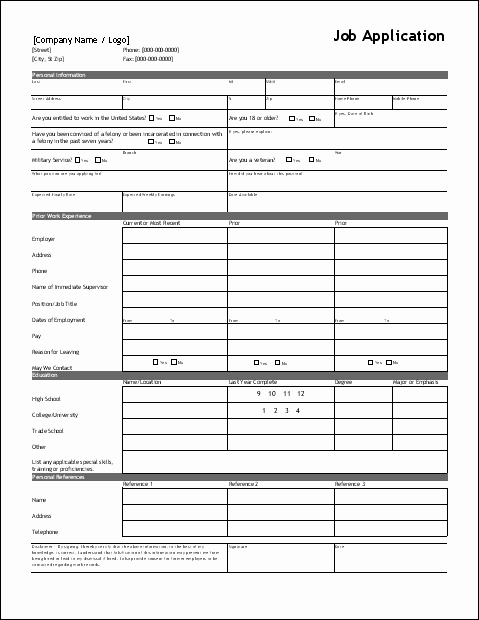 Free Truck Driver Application Template Inspirational Free Job Application form Template