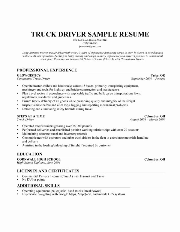 Free Truck Driver Application Template Lovely Truck Driver Resume Sample