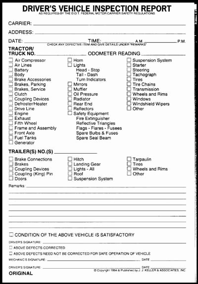 Free Truck Driver Application Template Unique Driver S Vehicle Inspection Report