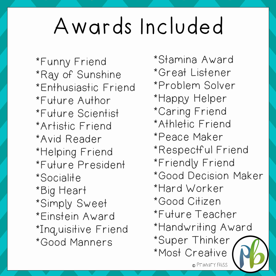  20 Fun Award Ideas For Students Dannybarrantes Template