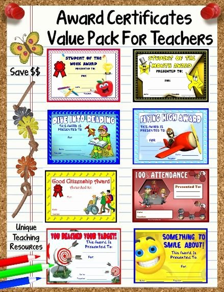 Funny Award Categories for Teachers Beautiful 66 Printable Award Certificates Value Pack for School