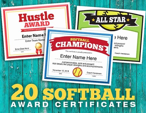 Funny softball Awards Certificates Unique Designer softball Team Award Certificates