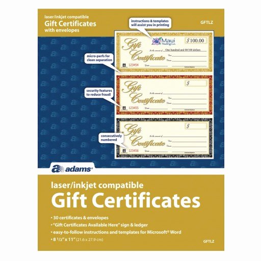 Gftlz Gift Certificate Template Download Elegant Gift Certificate Laser 3 Up 30 Per Pack