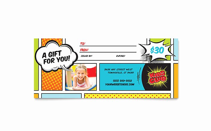 Gift Certificate Template Powerpoint Unique Kids Club Gift Certificate Template Word &amp; Publisher