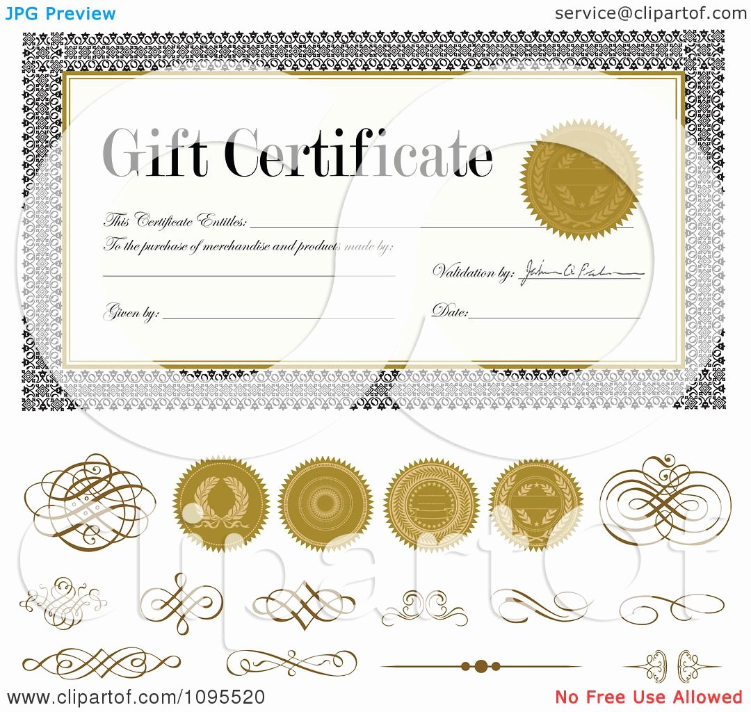 Gift Certificate Template Vector Unique Clipart Gold Seals and Swirls with A Gift Certificate