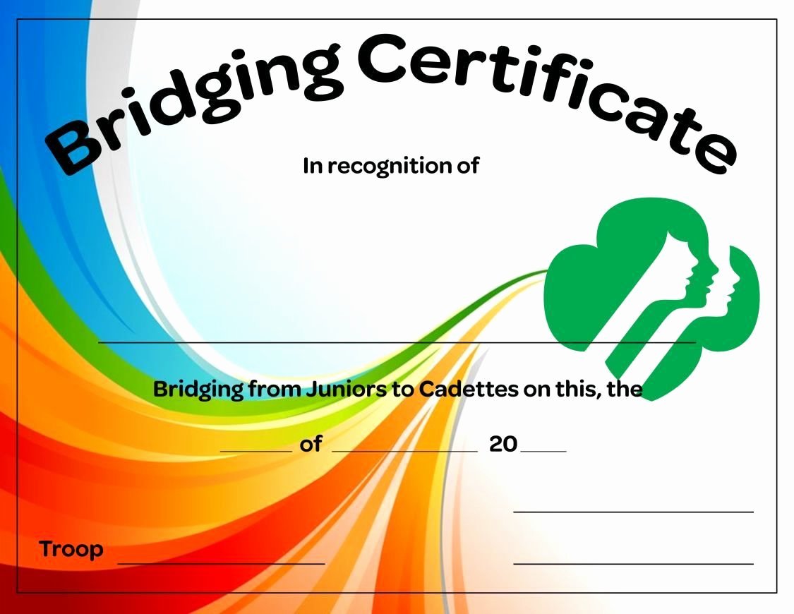 Girl Scout Bridging Certificate Template Awesome Juniors to Cadettes Bridging Certificate Free Download