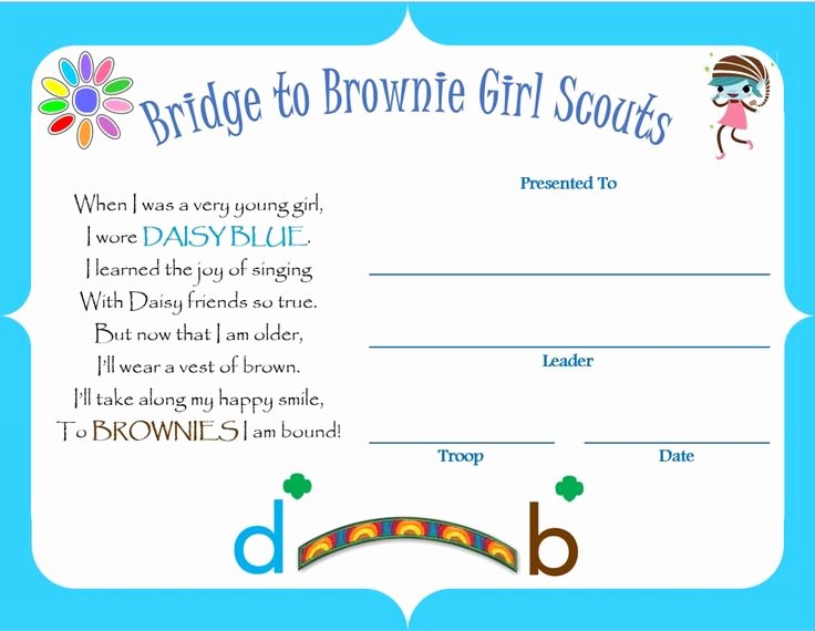 Girl Scout Bridging Certificate Template Fresh 88 Best Images About Brownie Girl Scouts On Pinterest