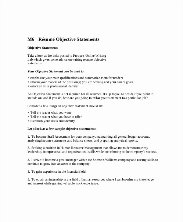 Goal Statement On Resume Best Of Sample Objective 40 Examples In Pdf Word