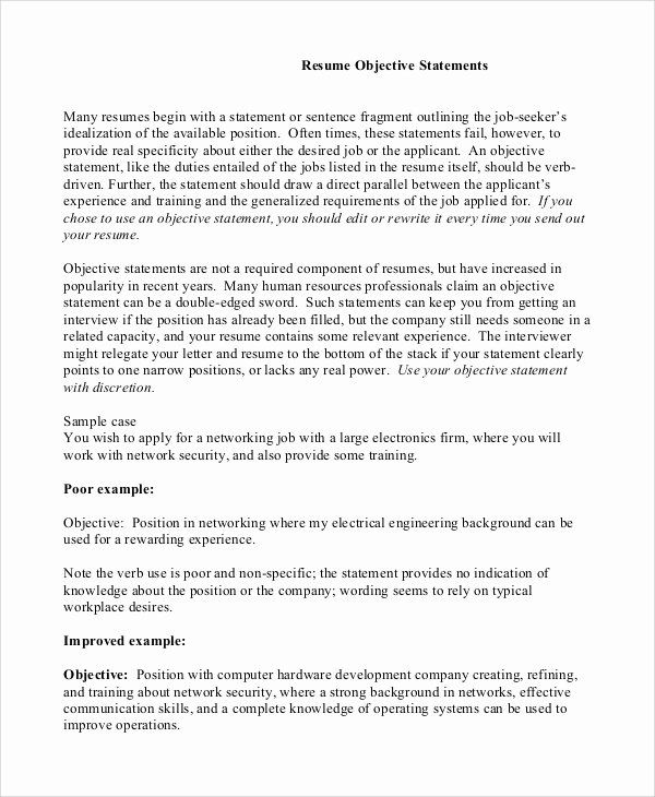 Goal Statement On Resume Luxury Sample Resume Objective 8 Examples In Pdf