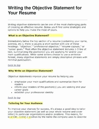 Goal Statement On Resume Unique Great Resume Objectives Examples – Wikirian