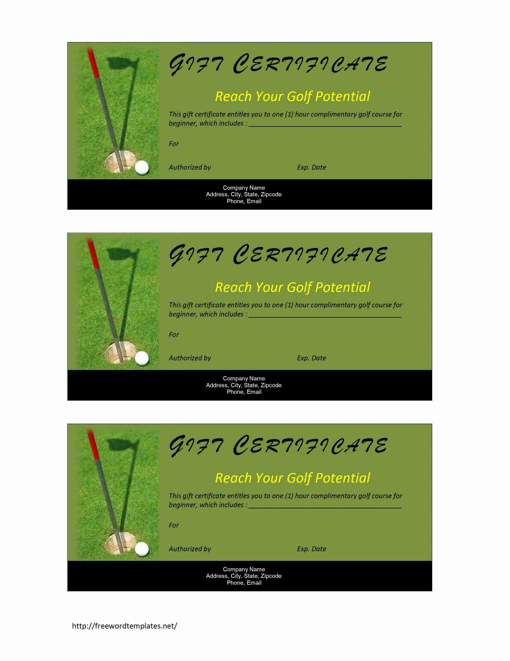 Golf Gift Certificate Template Free Unique Golf Gift Certificate