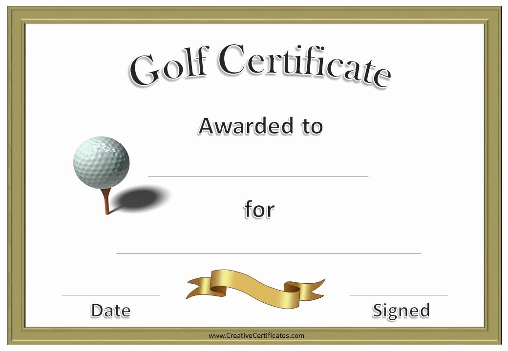 Golf Gift Certificate Template New Golf Award Certificates