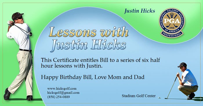 Golf Lesson Gift Certificate Template Inspirational Gift Certificate Hicksgolf