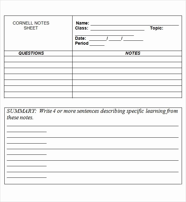 Google Docs Note Card Template Beautiful Cornell Note Template 17 Download Free Documents In Pdf