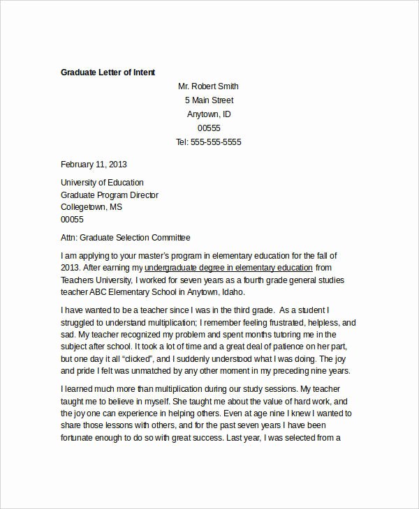 Graduate Letter Of Intent Example Elegant 39 Letter Of Intent Templates Free Word Documents